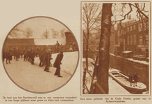 873385 Collage van 2 foto's betreffende de sneeuw die in de stad Utrecht gevallen is op Tweede Kerstdag, met links een ...